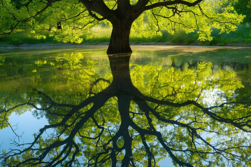 Vecteezy Tree Reflecting In Pond Background 48126786 1024x683